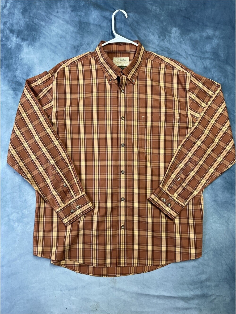 Cabela’s Outfitter Series Shirt Men’s XL Brown Black Plaid Button Up Long Sleeve